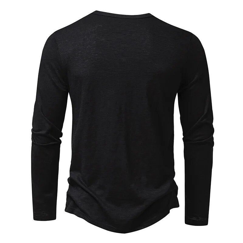 Alberto | Men’s Textured Long Sleeve Slim Fit Henley Shirt