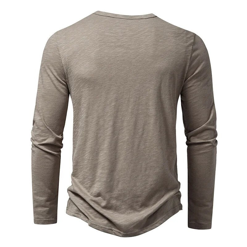 Alberto | Men’s Textured Long Sleeve Slim Fit Henley Shirt