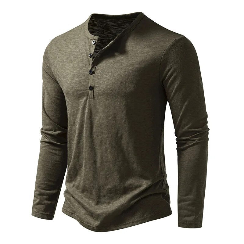 Alberto | Men’s Textured Long Sleeve Slim Fit Henley Shirt