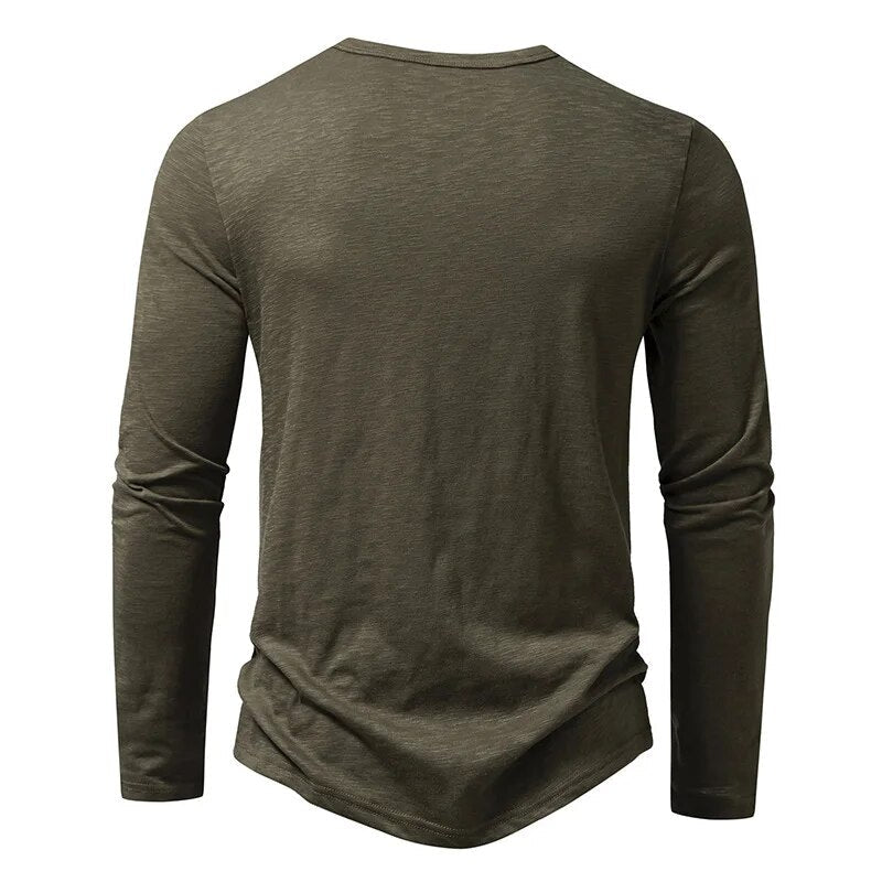 Alberto | Men’s Textured Long Sleeve Slim Fit Henley Shirt