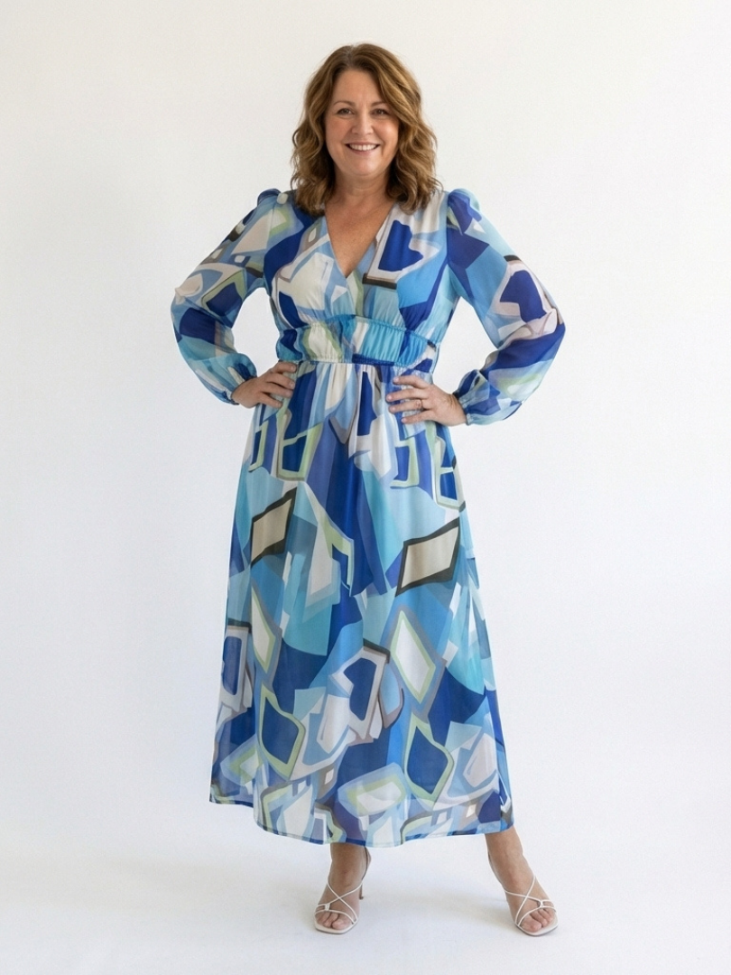 Alecia | Women’s Floral Print V Neck Long Sleeve Maxi Dress