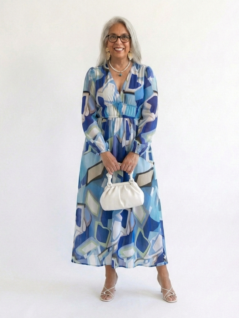Alecia | Women’s Floral Print V Neck Long Sleeve Maxi Dress