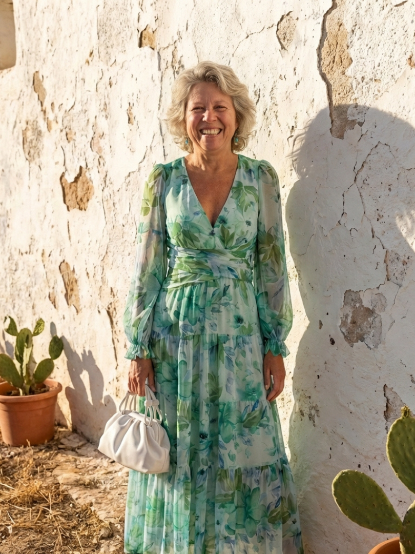 Alecia | Women’s Floral Print V Neck Long Sleeve Maxi Dress
