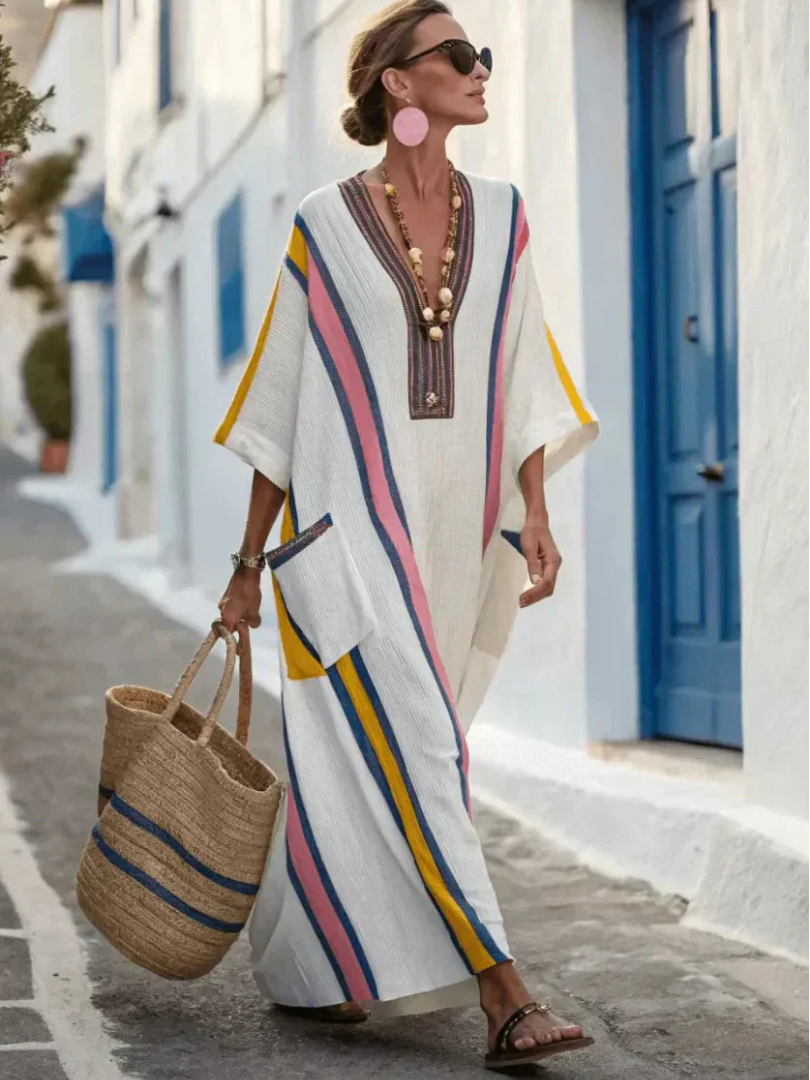 Alena | Women’s V Neck Boho Beach Maxi Dress