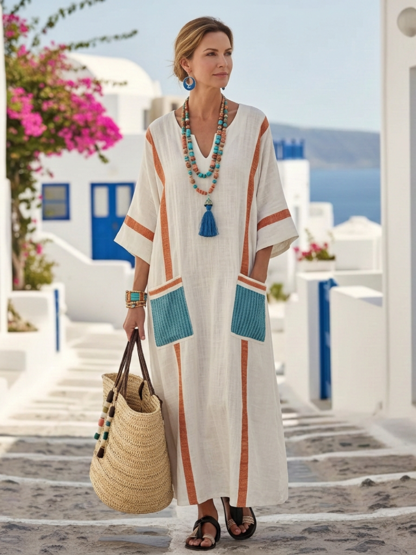 Alena | Women’s V Neck Boho Beach Maxi Dress