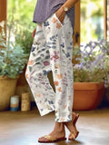 Alessia | Women's Botanical Print Straight Leg Summer Pants