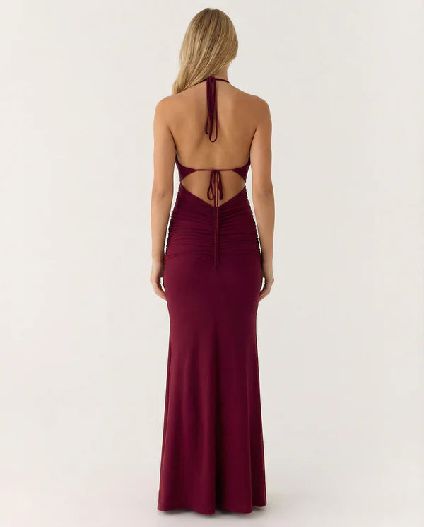 Alexana | Women's Halter Neck Sleeveless Mermaid Maxi Dress