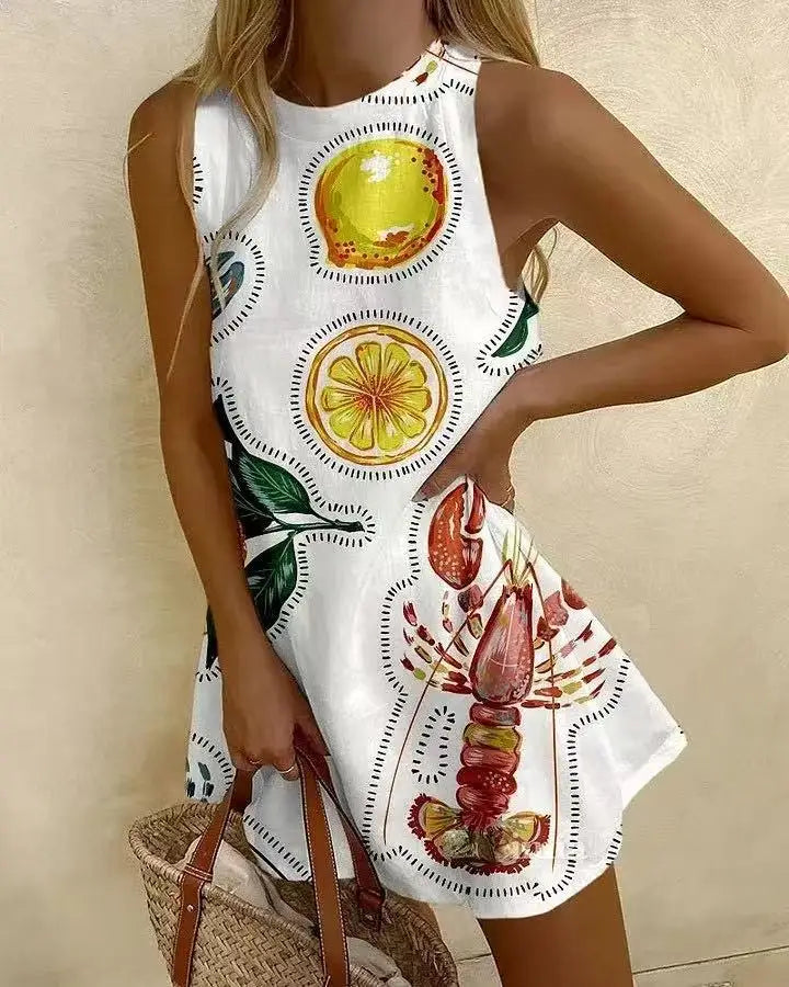 Alexei | Women’s Printed Sleeveless Round Neck Summer Dress