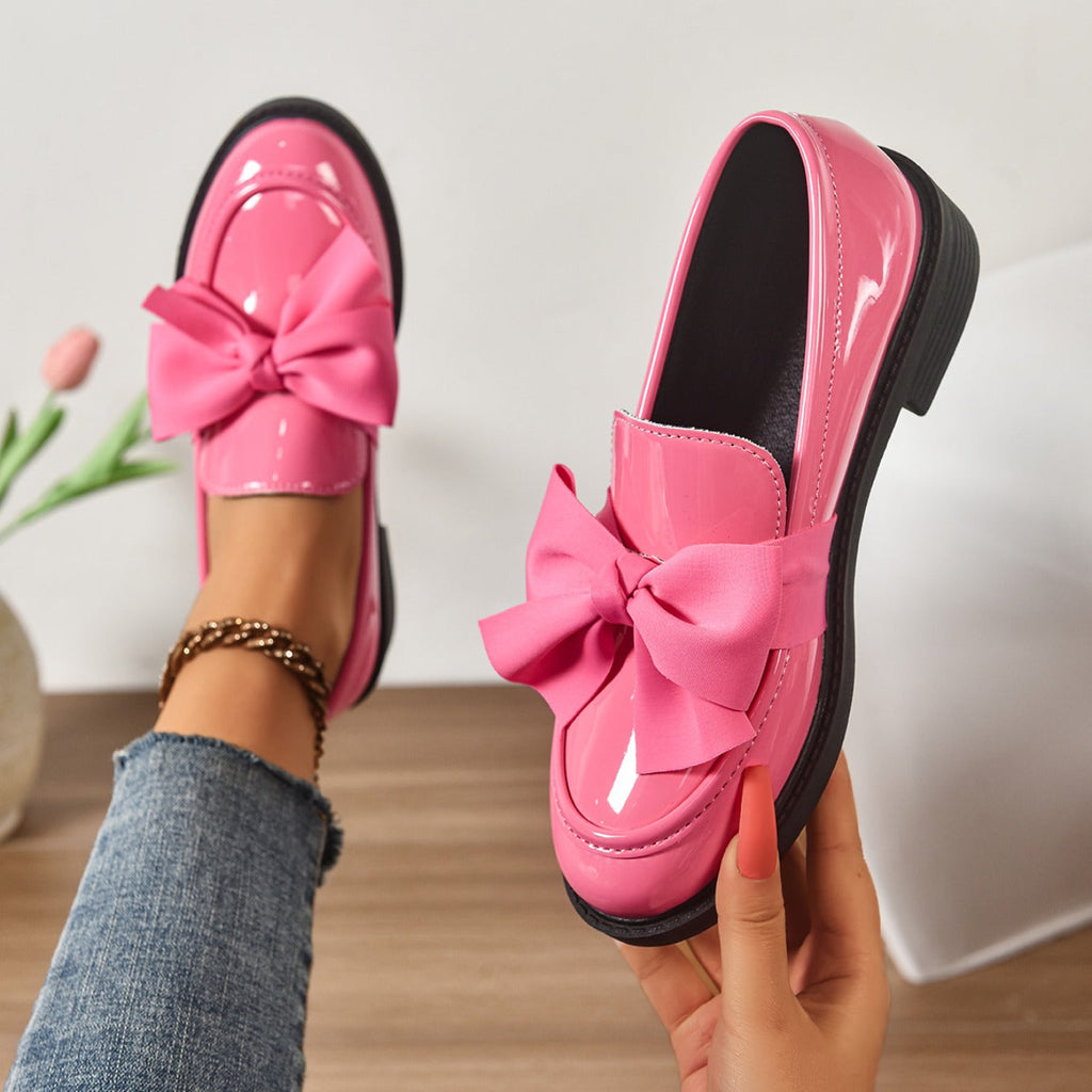 Alexia | Women’s Round Toe Slip On Bow Detail Ballet Flats