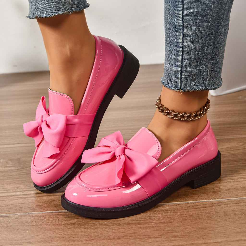 Alexia | Women’s Round Toe Slip On Bow Detail Ballet Flats