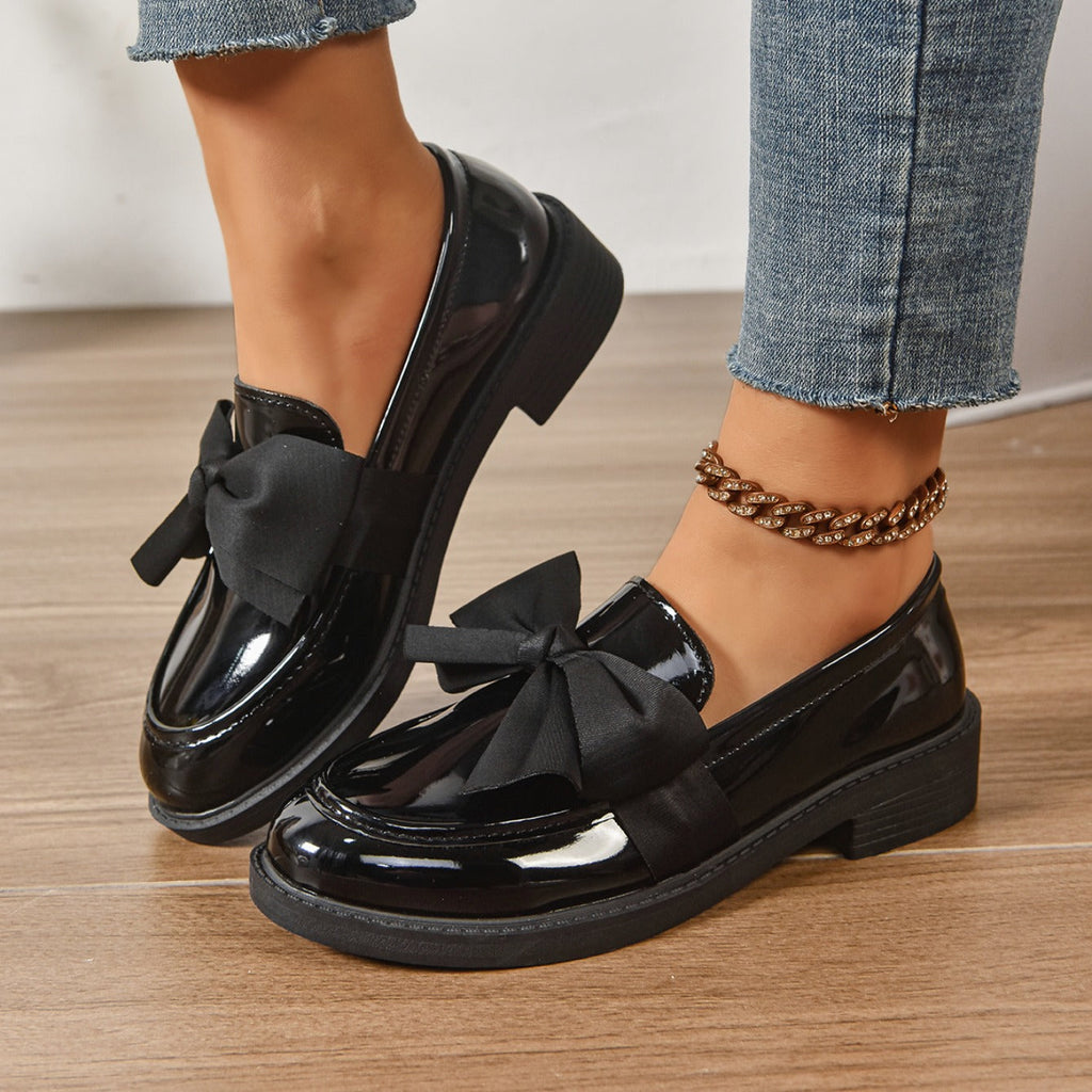 Alexia | Women’s Round Toe Slip On Bow Detail Ballet Flats