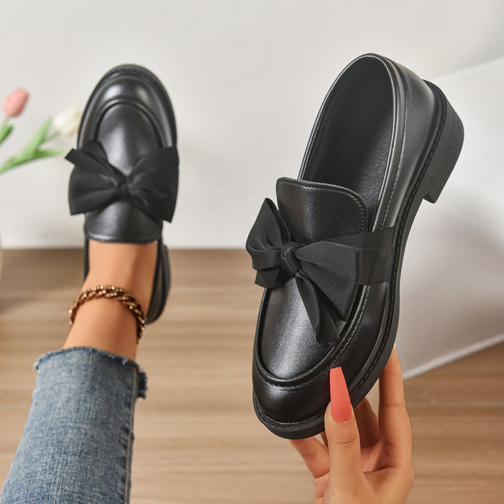 Alexia | Women’s Round Toe Slip On Bow Detail Ballet Flats