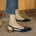 Alexina | Women’s Square Toe Buckle Detail Slingback Flats