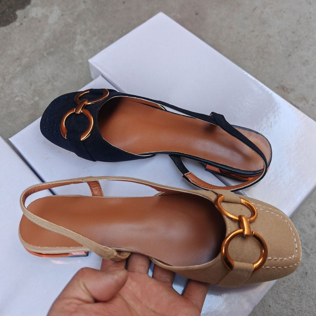 Alexina | Women’s Square Toe Buckle Detail Slingback Flats