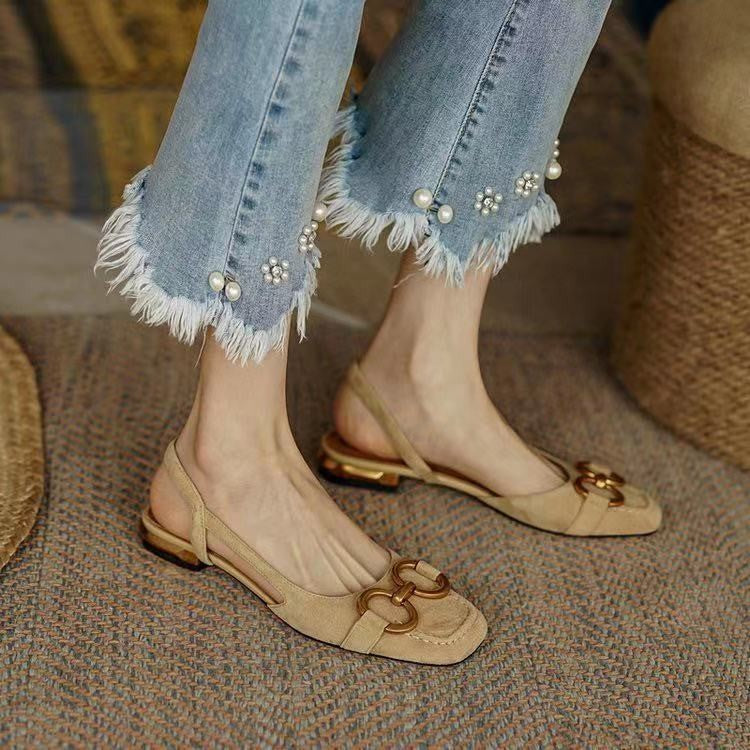 Alexina | Women’s Square Toe Buckle Detail Slingback Flats