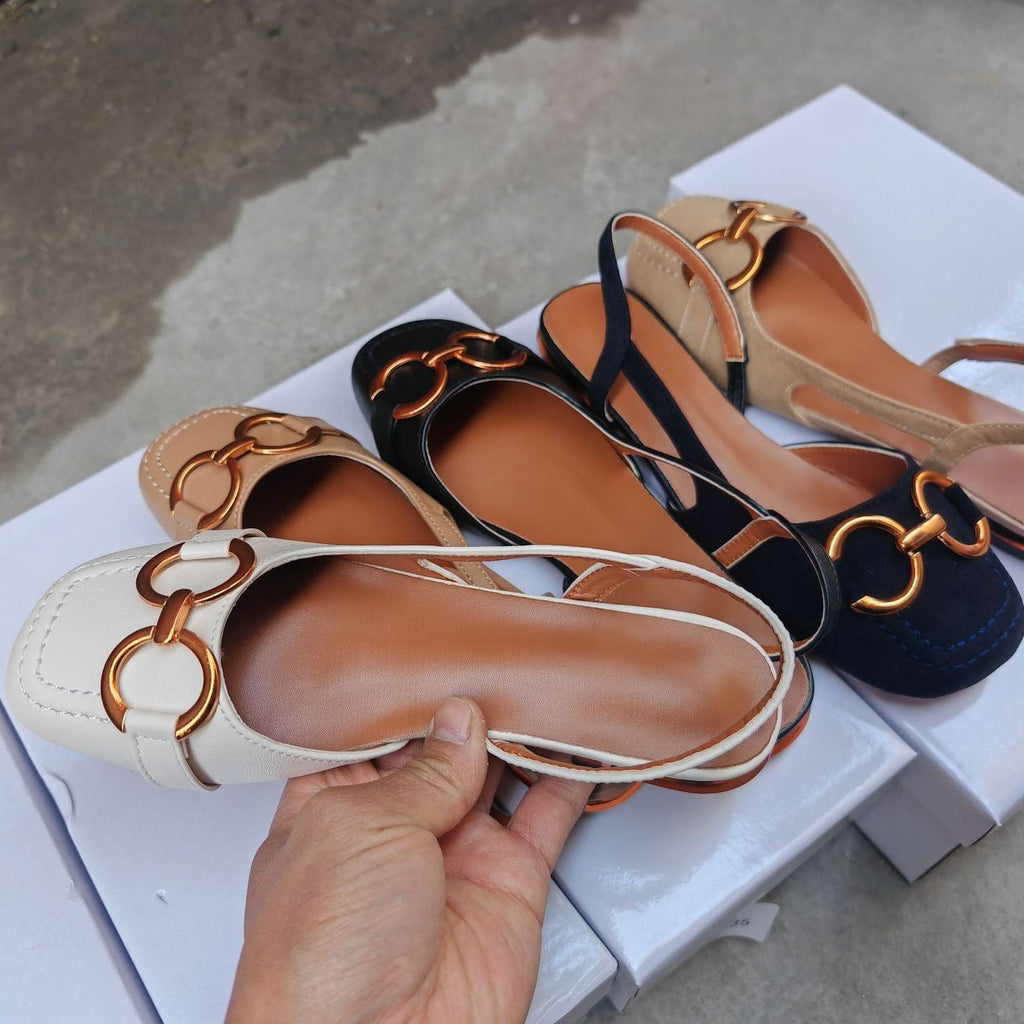 Alexina | Women’s Square Toe Buckle Detail Slingback Flats