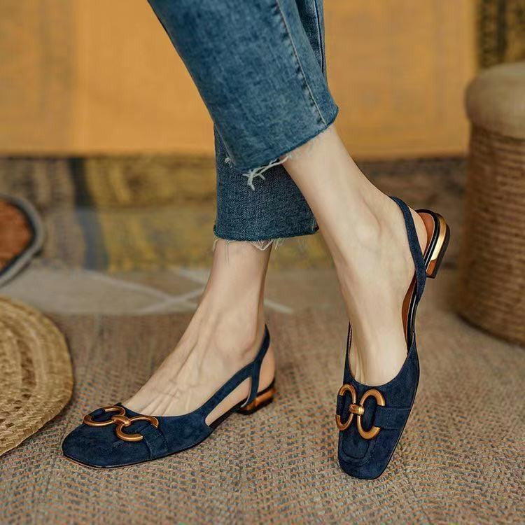 Alexina | Women’s Square Toe Buckle Detail Slingback Flats