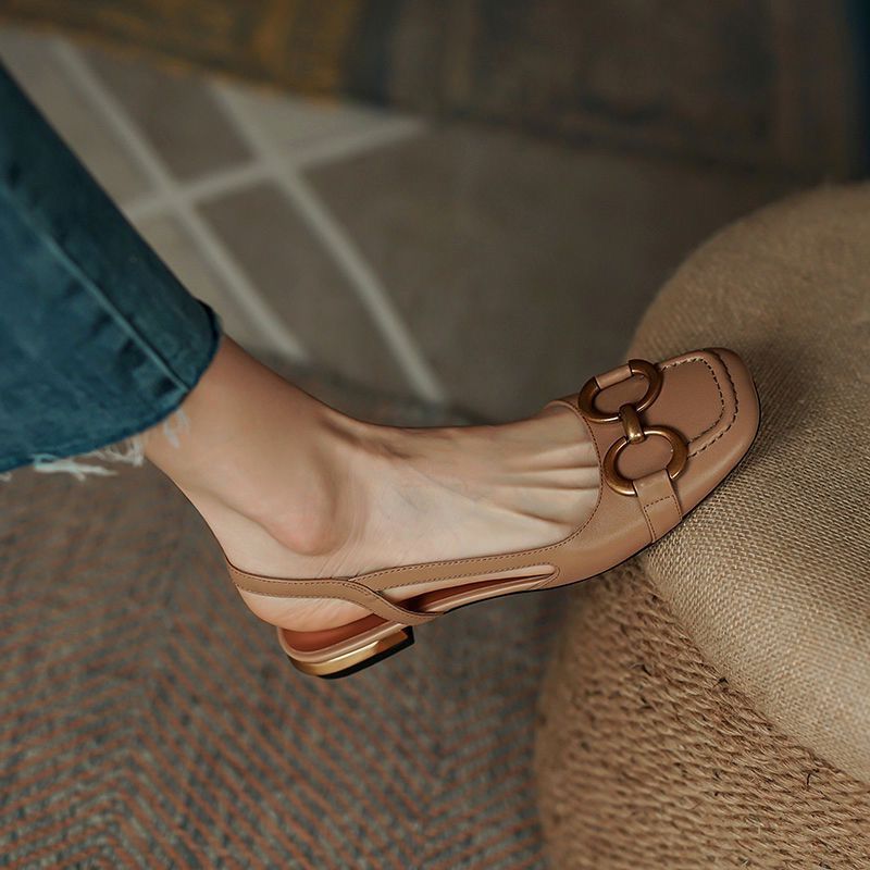 Alexina | Women’s Square Toe Buckle Detail Slingback Flats