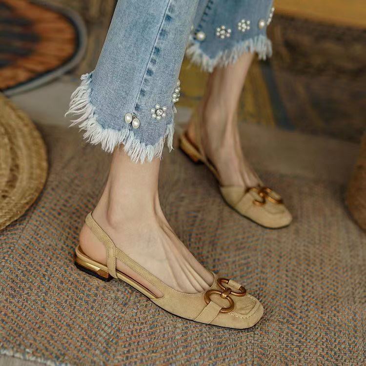 Alexina | Women’s Square Toe Buckle Detail Slingback Flats