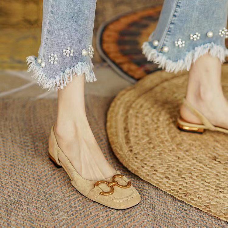 Alexina | Women’s Square Toe Buckle Detail Slingback Flats