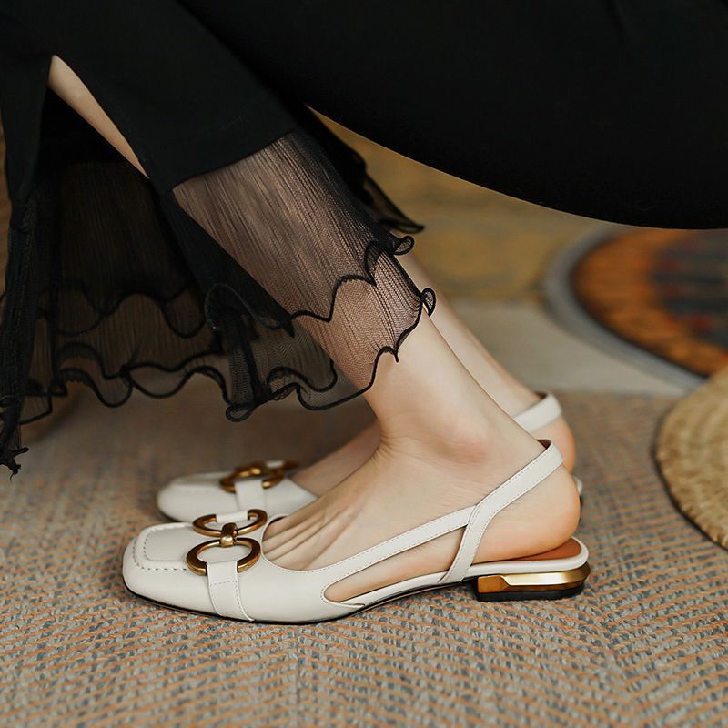 Alexina | Women’s Square Toe Buckle Detail Slingback Flats
