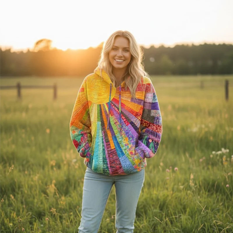 Alexis | Women’s Printed Long Sleeve Pockets Drawstring Hoodie