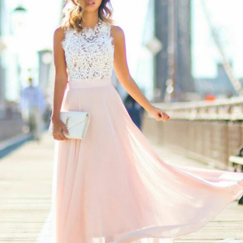 Alfonsina | Women's Round Neck Flowy Wedding Guest Dress