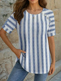 Alfonsina | Women's Striped Short Sleeve Buttoned T Shirt