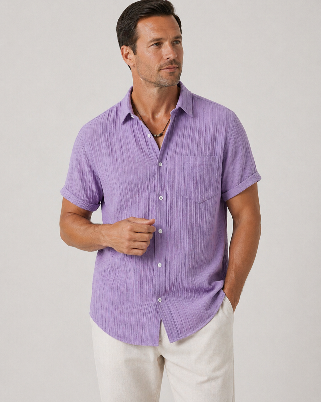 Alfredo | Men’s Textured Vertical Stripe Polo Shirt