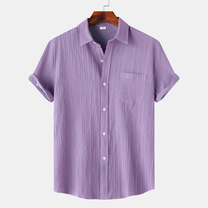 Alfredo | Men’s Textured Vertical Stripe Polo Shirt