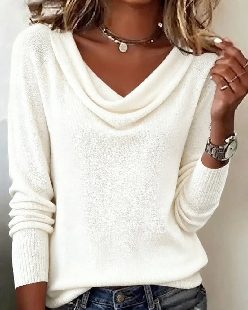 Aliana | Women’s Ribbed Cowl Neck Long Sleeve Sweater