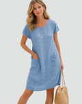 Alianna | Women's Pocket Scoop Neck Short Sleeve Mini Dress