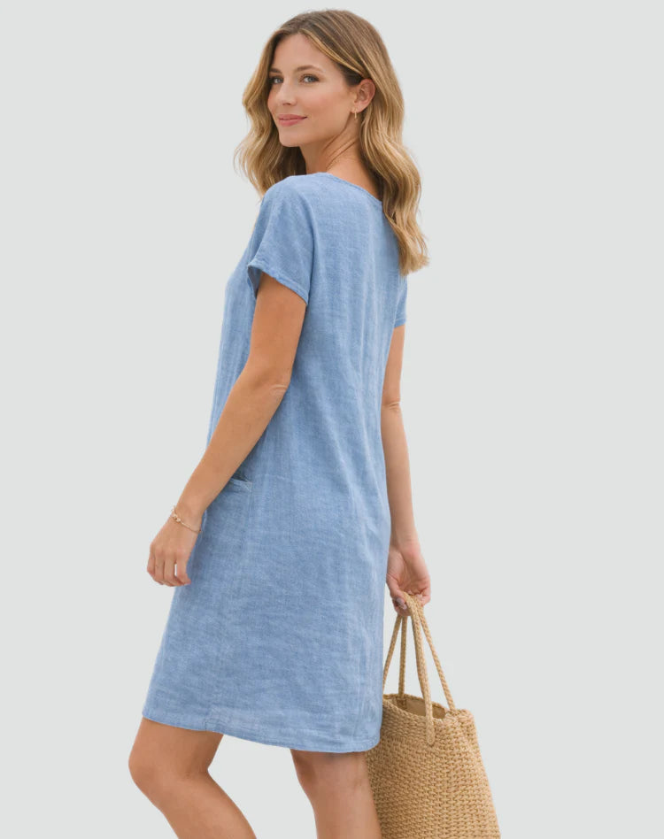 Alianna | Women's Pocket Scoop Neck Short Sleeve Mini Dress