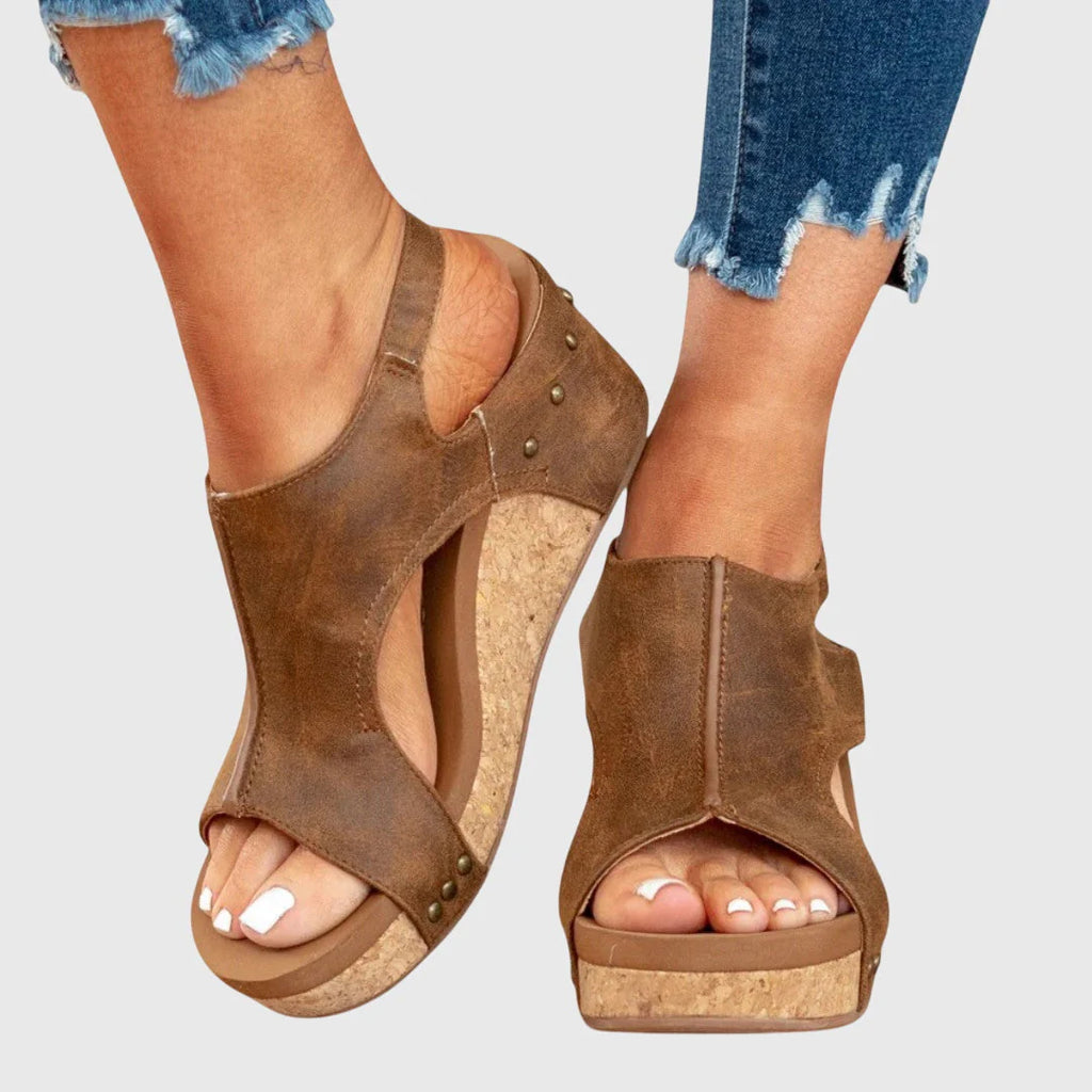 Alice | Women’s Open Toe Slingback Platform Wedge Sandals