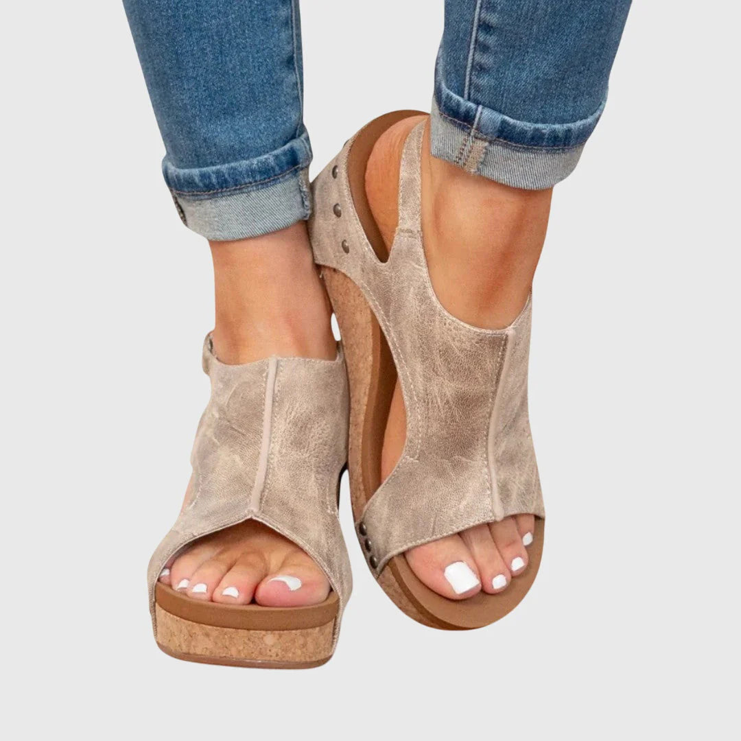 Alice | Women’s Open Toe Slingback Platform Wedge Sandals
