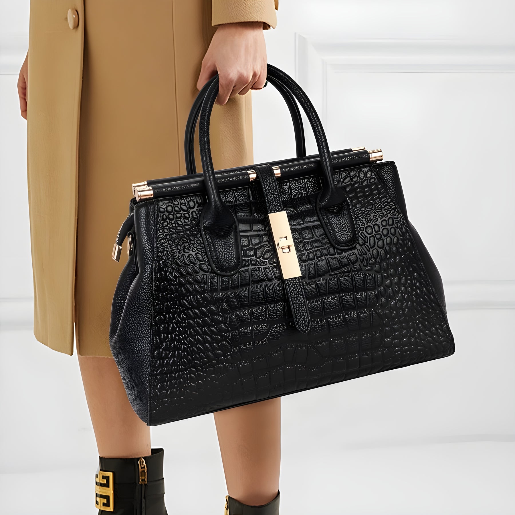 Alice | Women’s Textured Crossbody Shoulder Black Bag