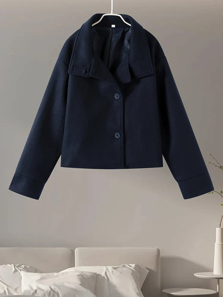 Alinda | Women's Stand Collar Double Breasted Button Front Coat