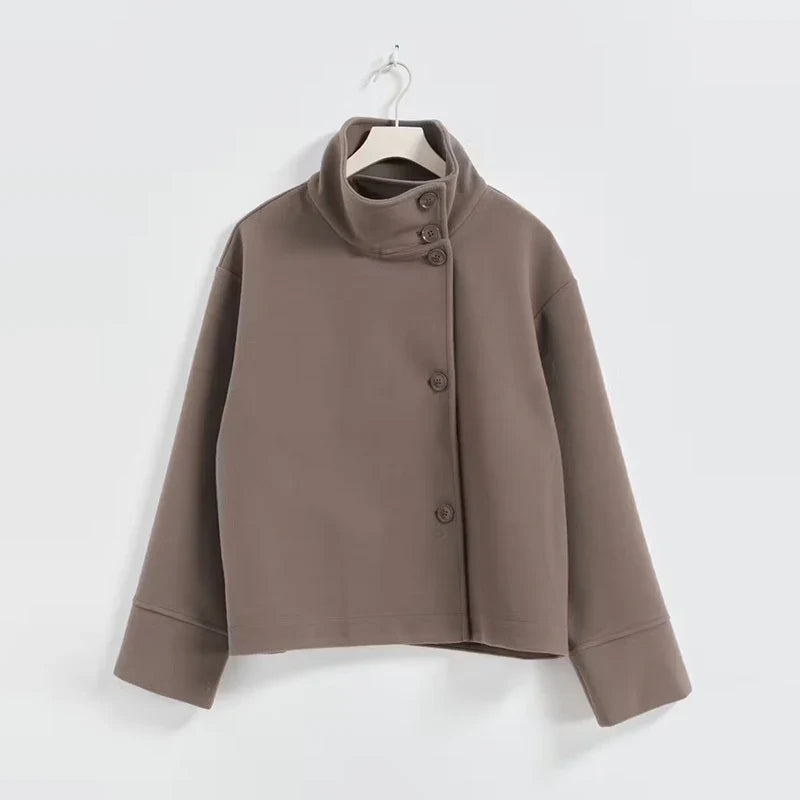 Alinda | Women's Stand Collar Double Breasted Button Front Coat