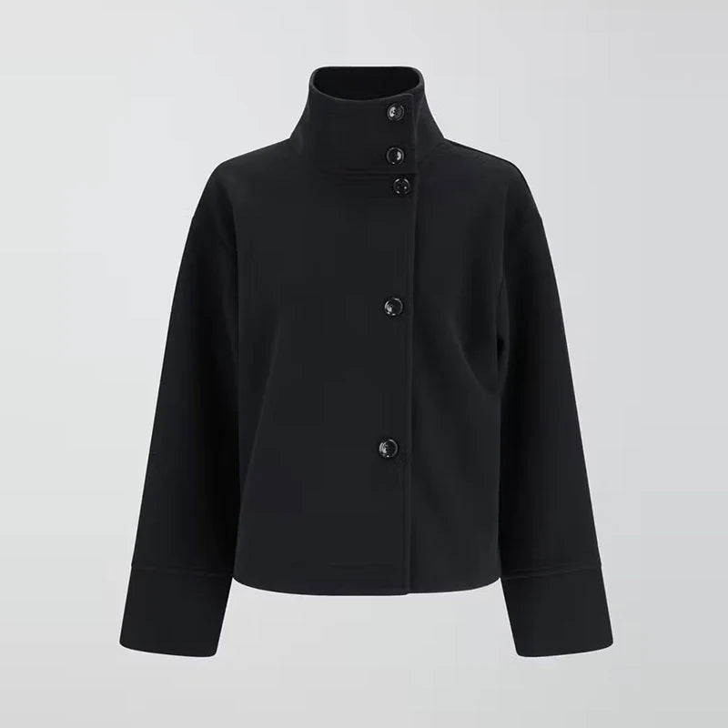 Alinda | Women's Stand Collar Double Breasted Button Front Coat