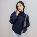 Alinda | Women's Stand Collar Double Breasted Button Front Coat