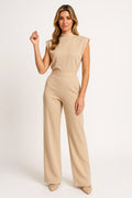 Aliomar | Women's Wide Leg Mock Neck Sleeveless Jumpsuit