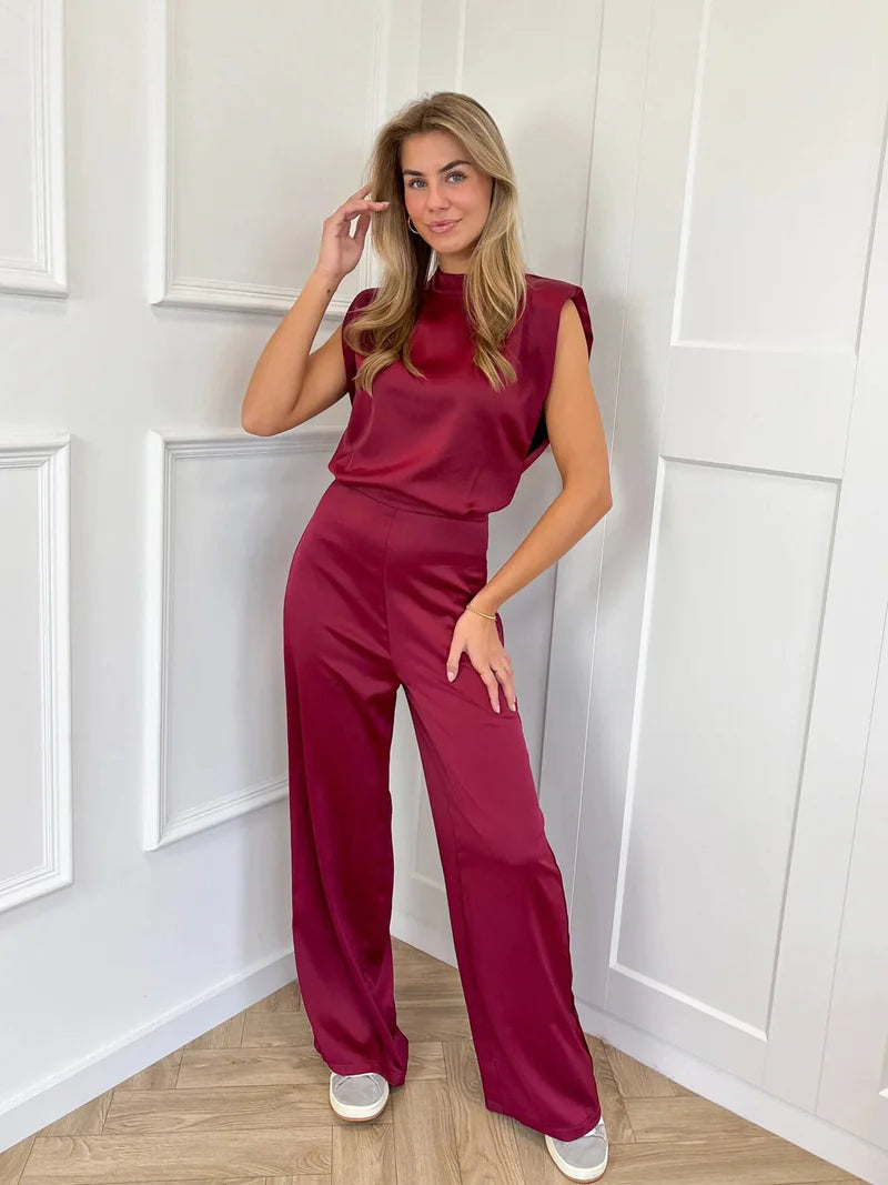 Aliomar | Women's Wide Leg Mock Neck Sleeveless Jumpsuit