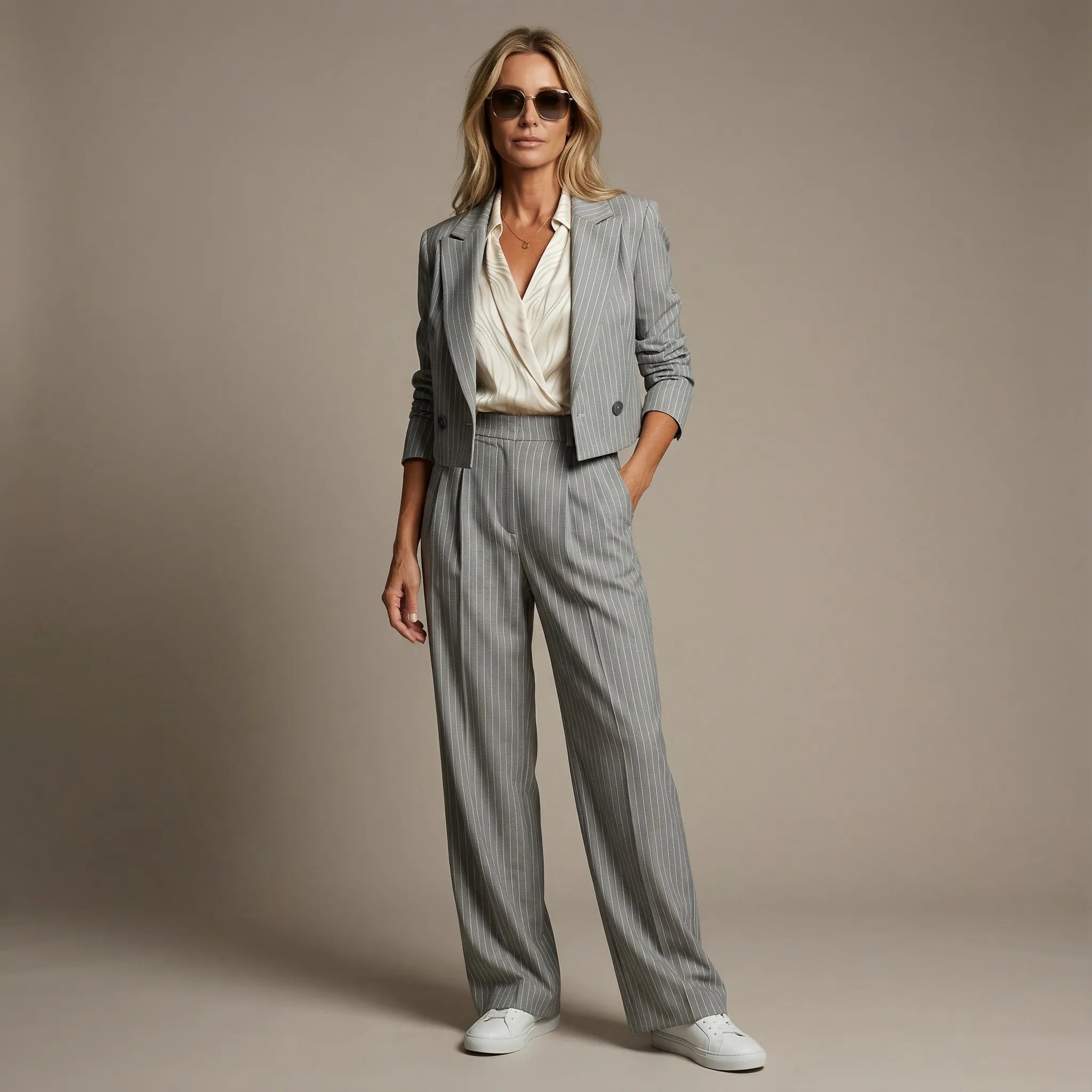Alise | Women’s Vertical Stripe Two Piece Matching Set