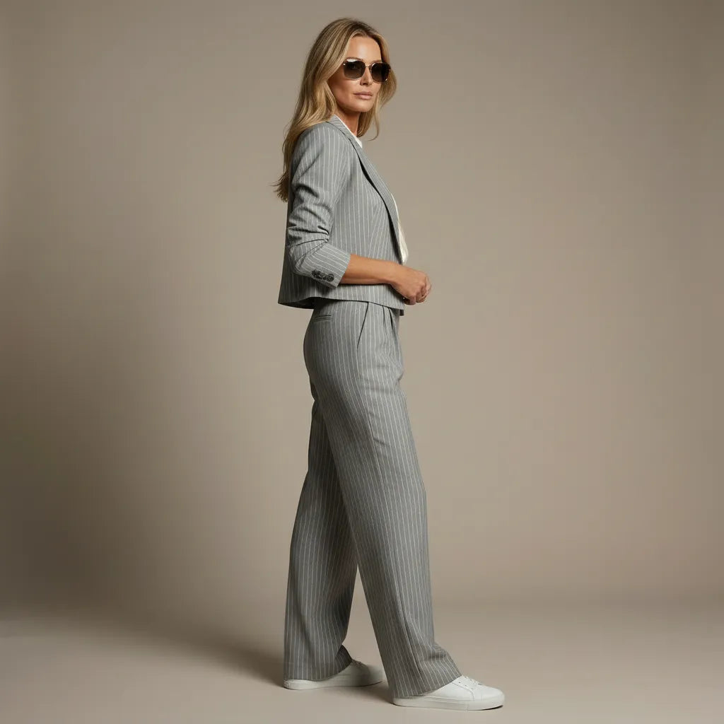 Alise | Women’s Vertical Stripe Two Piece Matching Set