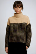 Aliyha | Women's Chevron Patterned Long Sleeve Turtle Neck Sweater