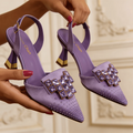Allannah | Women's Pointed Toe Slingback Buckled Strap High Heels