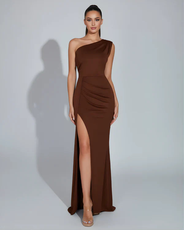 Allegria | Women's Fitted One Shoulder Sleeveless Maxi Dress