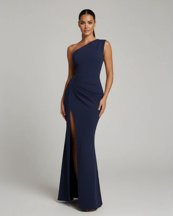 Allegria | Women's Fitted One Shoulder Sleeveless Maxi Dress