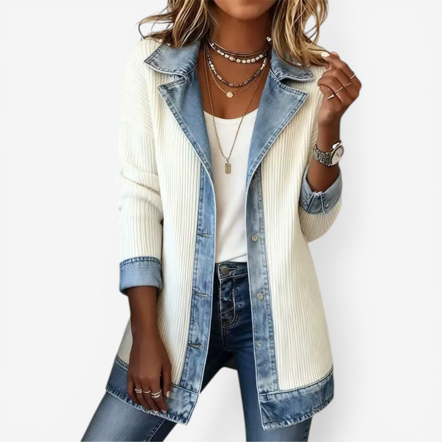 Allena | Women's Button Front Long Sleeve Notch Lapel Jacket