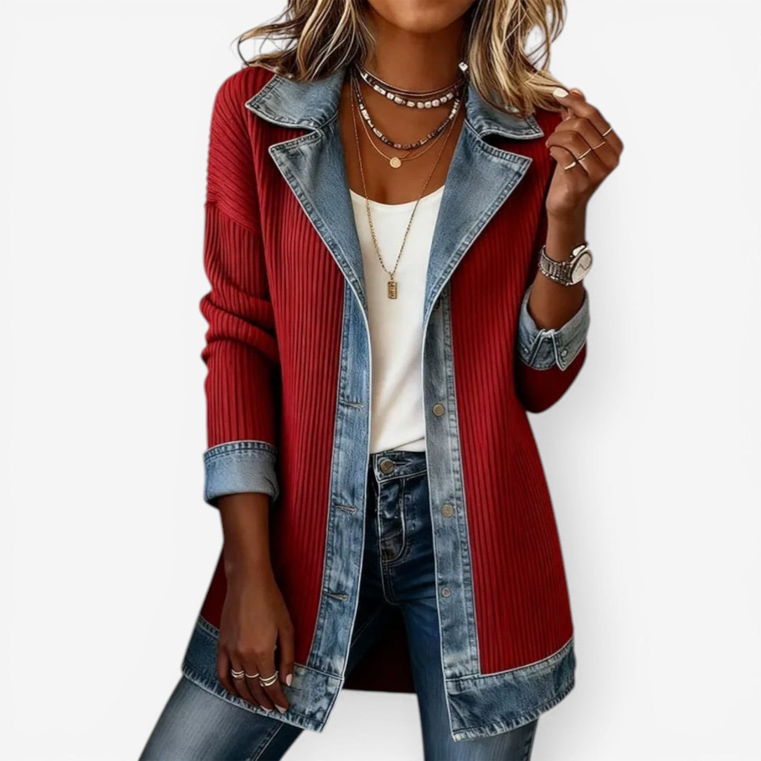 Allena | Women's Button Front Long Sleeve Notch Lapel Jacket